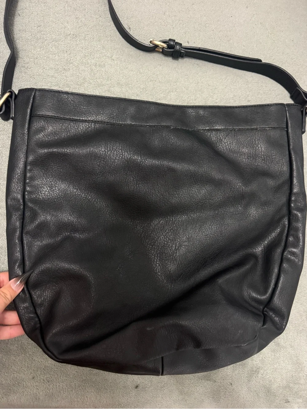 Sole Society Black Leather Hobo Shoulder Bag